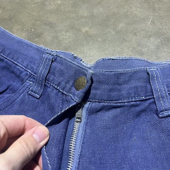 Vintage 60s 70s Blue Dark Wash Bell Bottom Jeans 26x27 - Picture 3 of 4